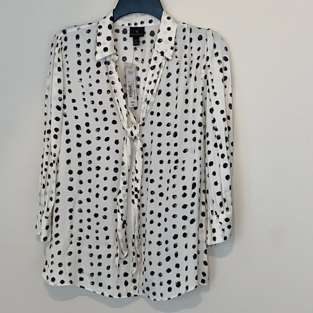 Worthington Polka Dot Blouse Medium